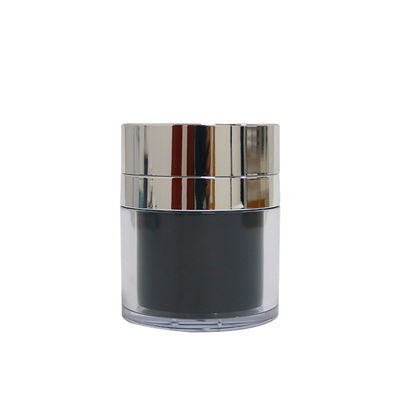 ক্যাপ কসমেটিক ভ্যাকুয়াম প্যাকেজিং সহ 50ml সাদা কালো ময়েশ্চারাইজার এয়ারলেস পাম্প ইমালসন জার