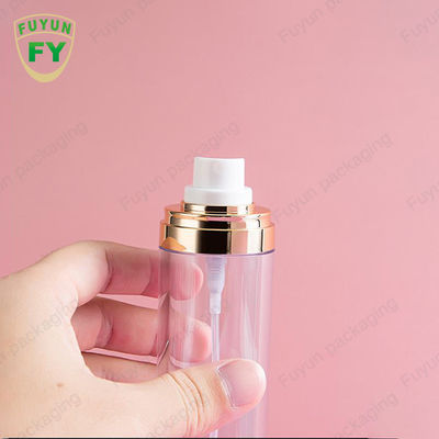 গোল্ড ক্যাপ খালি PET স্প্রে বোতল 50ml নলাকার কসমেটিক প্যাকেজিং