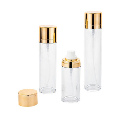 গোল্ড ক্যাপ খালি PET স্প্রে বোতল 50ml নলাকার কসমেটিক প্যাকেজিং