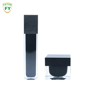 Fuyun 15ml/30ml/60ml/100ml/120ml/15g/30g/50g/100g পরিষ্কার কালো রঙ আয়তক্ষেত্র আকৃতি এক্রাইলিক প্লাস্টিক ডবল প্রাচীর বোতল