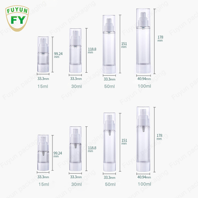 1oz 60ml 80ml 100ml PP মিনি এয়ারলেস কসমেটিক বোতল প্লাস্টিক লোশন কন্টেইনার