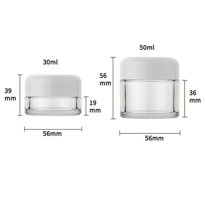 হোয়াইট ক্যাপ 30ml 50ml সহ প্লাস্টিক চকচকে হ্যান্ড আই ফেসিয়াল স্কিনকেয়ার ক্রিম জার