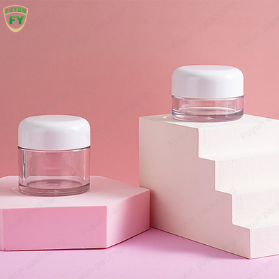 হোয়াইট ক্যাপ 30ml 50ml সহ প্লাস্টিক চকচকে হ্যান্ড আই ফেসিয়াল স্কিনকেয়ার ক্রিম জার