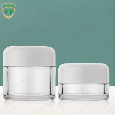হোয়াইট ক্যাপ 30ml 50ml সহ প্লাস্টিক চকচকে হ্যান্ড আই ফেসিয়াল স্কিনকেয়ার ক্রিম জার